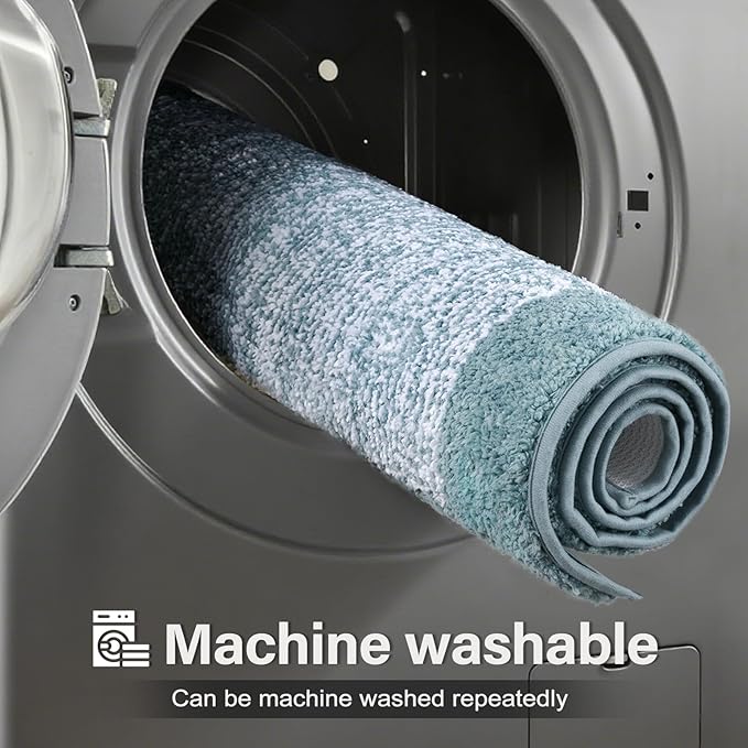 Bathroom Rugs 24x17 Non Slip Washable, Dusty Blue Bath Mat for Bathroom Floor Tub, Soft Absorbent Quick Dry Mats for Shower, Bathtub,Home Decor
