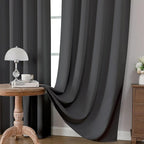 CUCRAF Dark Grey Blackout Curtains 45 inch Length 2 Panels Set, Rod Pocket Room Darkening Drapes for Bedroom Living Room, Insulated Thermal Light Blocking Window Curtain (W52 x L45 Inch)
