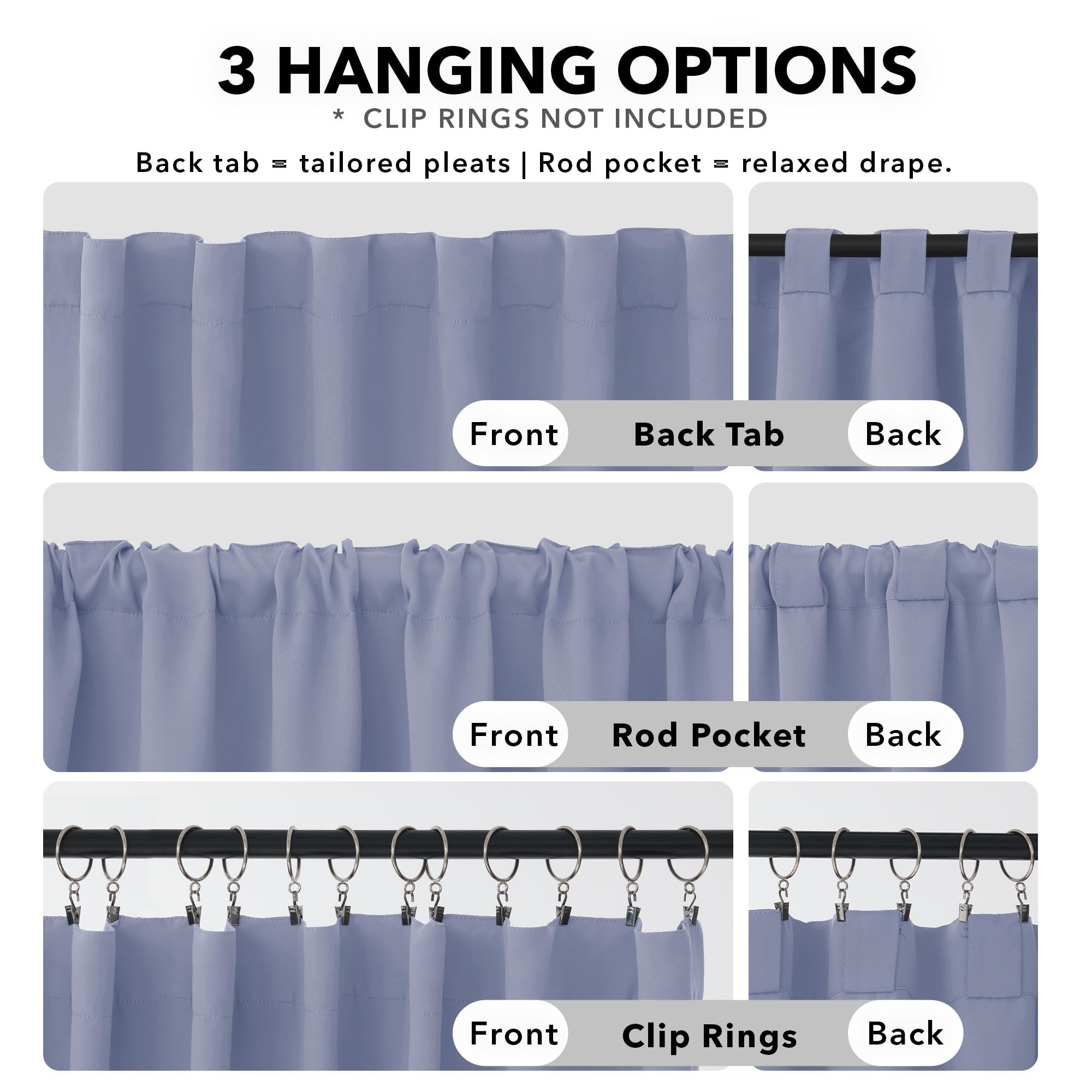 Deconovo Rod Pocket and Back Tab Blackout Curtains for Living Room Thermal Insulated Room Darkening Curtains 42Wx95L Inch Light Purple 2 Panels
