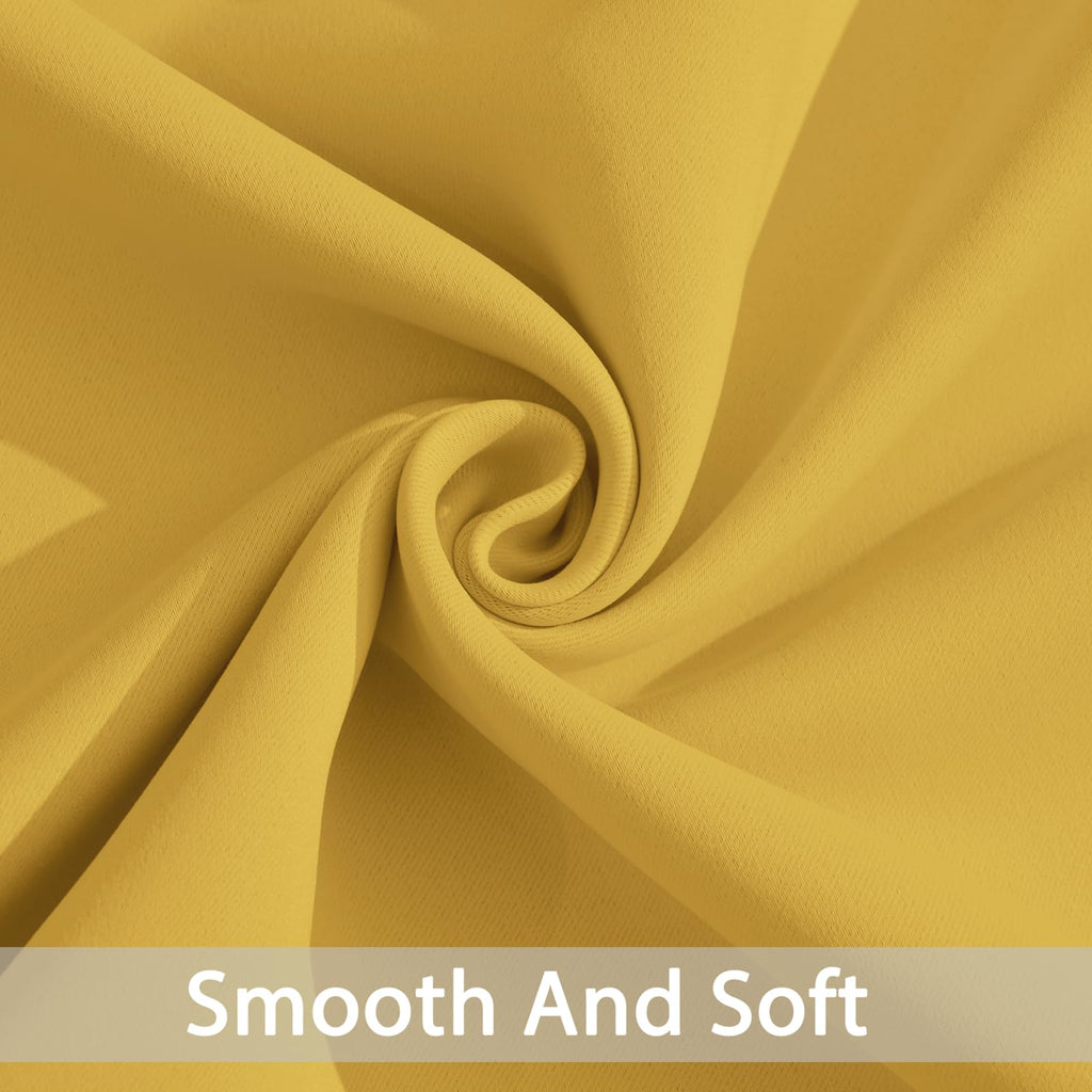 Yakamok Mustard Yellow Room Darkening Curtains 84 inch Sliding Door Drapes