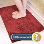Muddy Mat® | Super Absorbent Door Mat Indoor, Microfiber Quick Dry Chenille Entryway Rug, Non-Slip Front Door Mat, Indoor Mats for Entryway, Machine Washable Pet Rug, Red 35"x24"