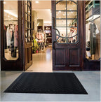 Mibao Front Door Mat, Dirt Trapper Welcome Mat for Outdoor Indoor, Non-Slip Waterproof Doormat, Durable Machine Washable Low Profile Entry Rug for Back Door Outside Patio, 61.5" x 36", Black Wave