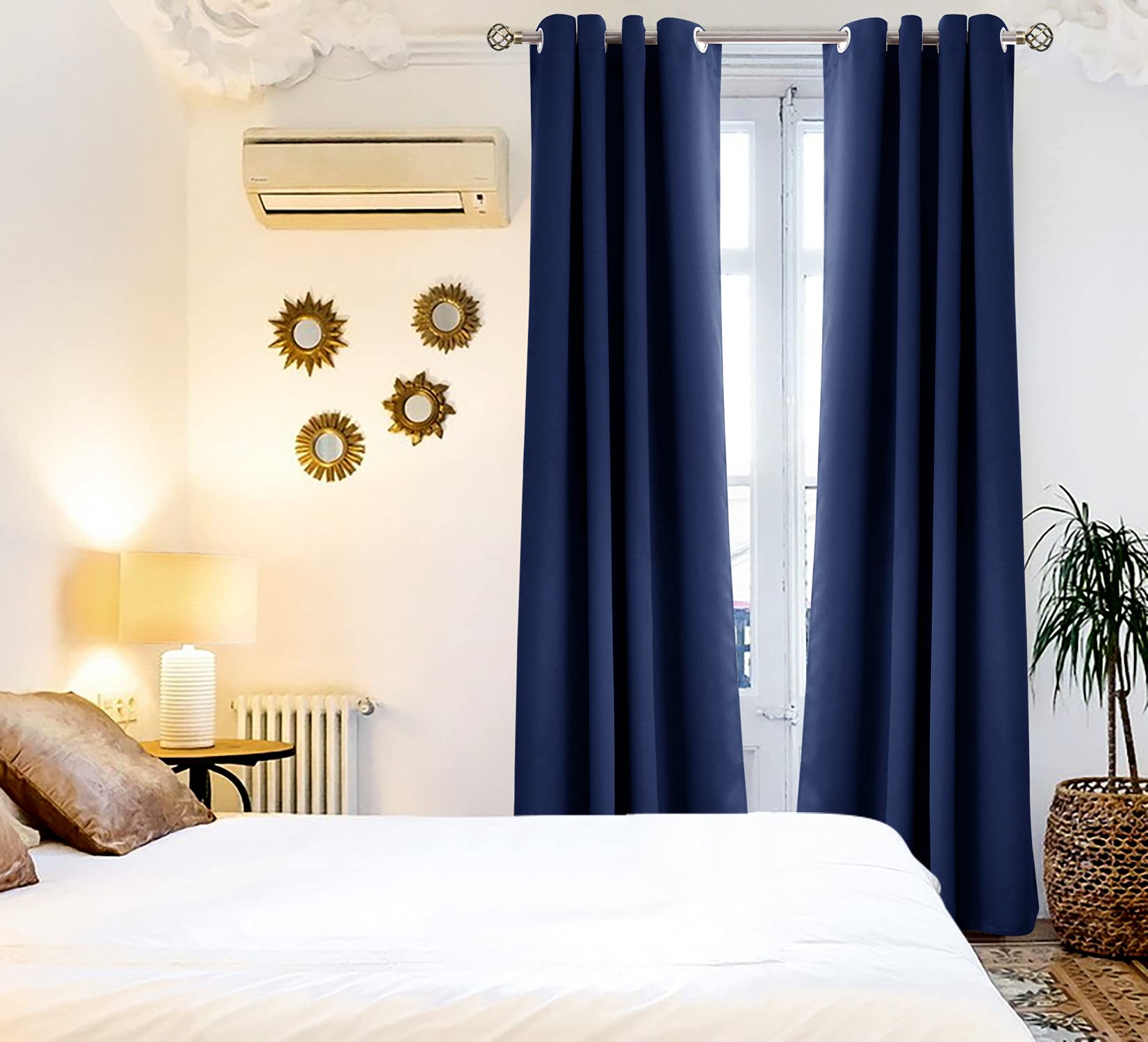 BGment Blackout Curtains for Bedroom - Grommet Thermal Insulated Room Darkening Curtains for Living Room, Set of 2 Panels, Each 55 x 96 Inch, Navy Blue