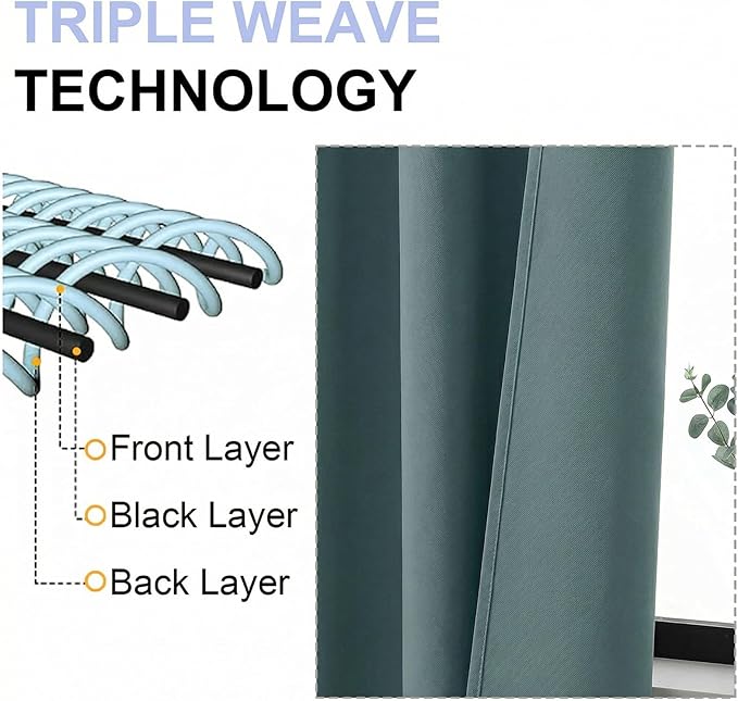 Simplebrand Ava Blackout Curtains for Patio 108 Inches Long 2 Panels Set, Solid Thermal Insulated Room Darkening Rod Pocket Window Treatment Curtains Blackout Drapes, W50 x L108 Inch, Dark Green
