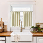 RYB HOME 100% Blackout Basement Curtains 24 inches Long, Heat & UV Blocking Total Room Darkening Noise Reducing Curtains for Bathroom RV Campers, Beige, 2 Panels Set