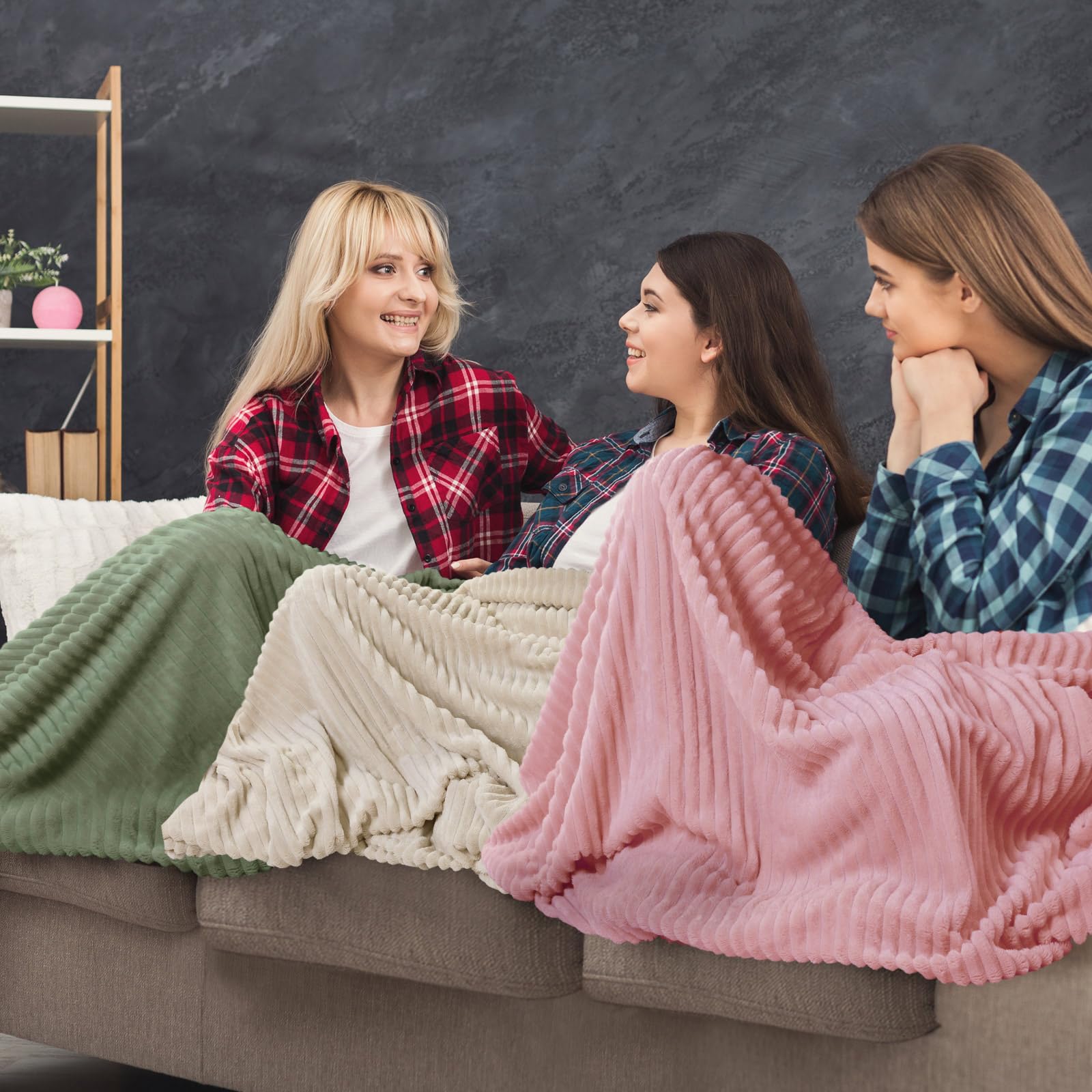 Buryeah 12 Pcs Flannel Throw Blanket Bulk 50 x 60 in Sleepover Blanket Outdoor Wedding Throw Lightweight, Oeko-tex Standard 100 Certified for Sofa Homeless Gifts (Multicolor)