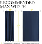 NICETOWN Blackout Curtains for Bedroom, Blackout Draperies, Home Decorations Thermal Insulated Solid Rod Pocket Blackout Drapes for Cafe (Navy, One Pair, 62 x 63-inch)