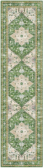 Yamaziot Washable Runner Rug, 2x8 Non-Slip Boho Vintage Hallway Rug Runner with Rubber Backing, Stain Resistant & Low Pile Faux Wool Distressed Carpet Runner for Bedroom, Kitchen, Laundry, Entrance