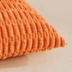Fancy Homi 4 Packs Orange Fall Decorative Throw Pillow Covers 22x22 Inch for Couch Living Room Bed Sofa, Halloween Pumpkin Autumn Home Decor, Soft Cute Plush Corduroy Striped Cushion Case 55x55 CM