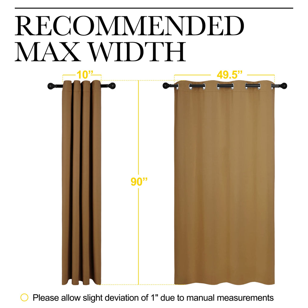 NICETOWN Sleek Blackout Curtains 90 inches Length for Windows, Noise Reducing and Block Draft Panels for Door Doorway Laundry Office Luxury Decor Theme (2 Panels, Gold Brown, W55 x L90 -Inch)