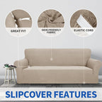 ZNSAYOTX 1 Piece Jacquard Chair Slipcovers for Living Room High Stretch Chair Covers with Arms Anti Slip Pets Friendly Couch Sofa Armchair Cover Furniture Protector (Chair, Khaki)