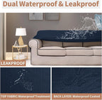 Easy-Going 100% Waterproof Chair Couch Cover, Dual Waterproof Sofa Cover, Stretch Jacquard Sofa Slipcover, Leakproof Furniture Protector for Kids, Pets, Dog and Cat (Chair, Dark Blue)