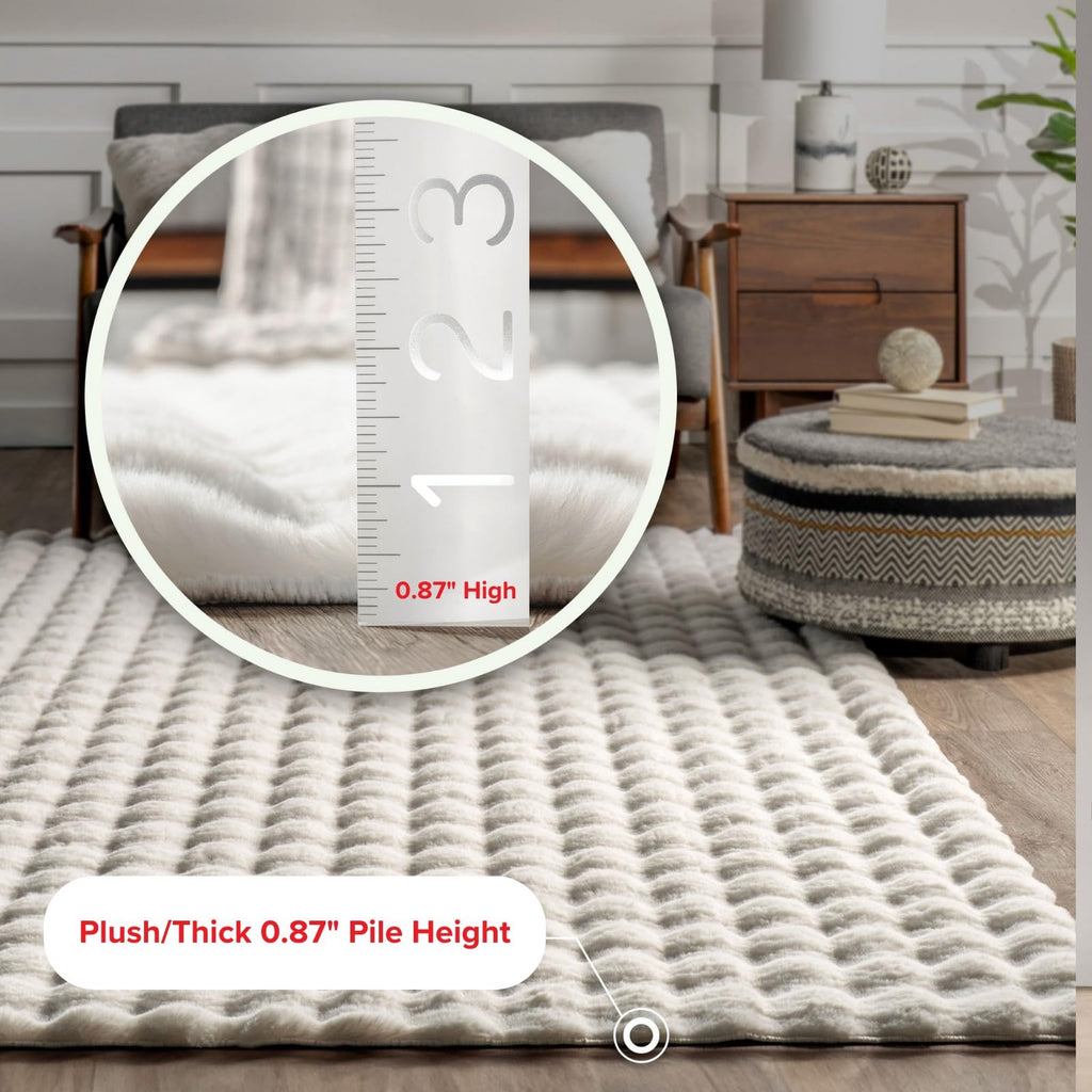 nuLOOM Jeni Off White Checkered Washable Runner Rug, 2' x 8'