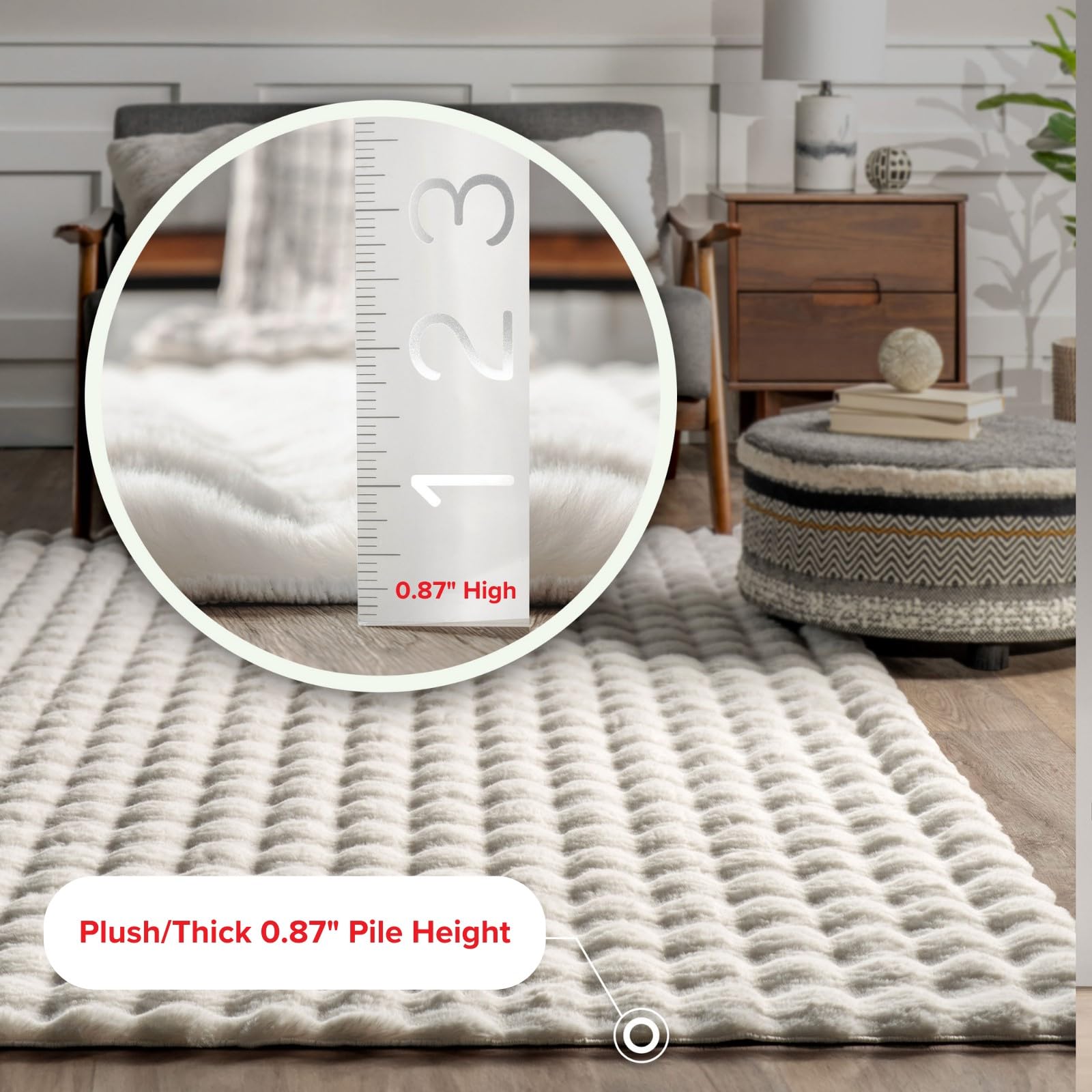 nuLOOM Jeni Off White Checkered Washable Runner Rug, 2' x 8'