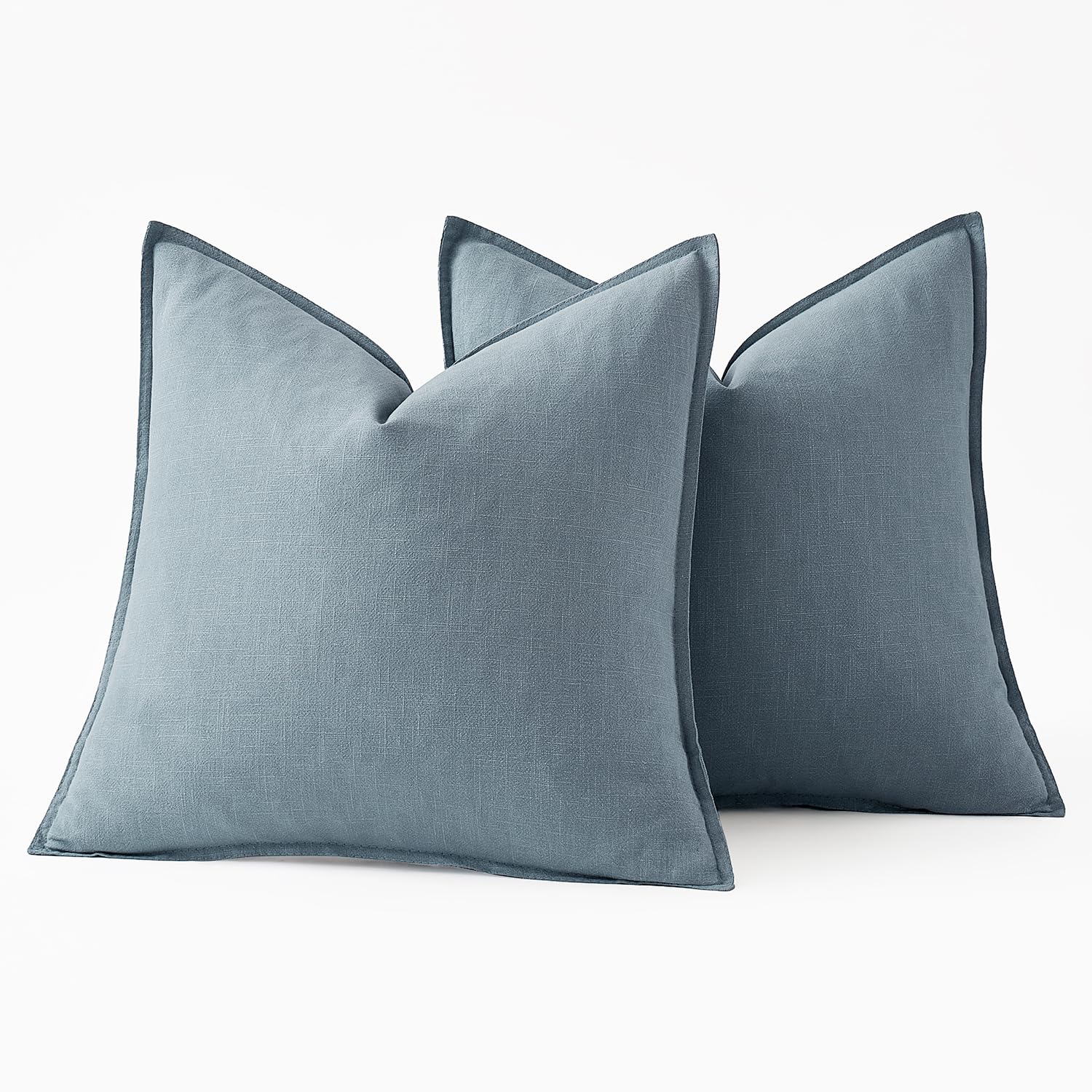 MIULEE Decorative Linen Euro Sham Pillow Covers 22x22 Inch Blue Grey