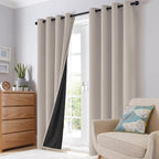 SimpleHome 100% Blackout Curtains for Bedroom,Thermal Insulated Natural Grommet Window Drapes Room Darkening Curtains for Living Room with Black Back,52 x 84 Inch,2 Panels