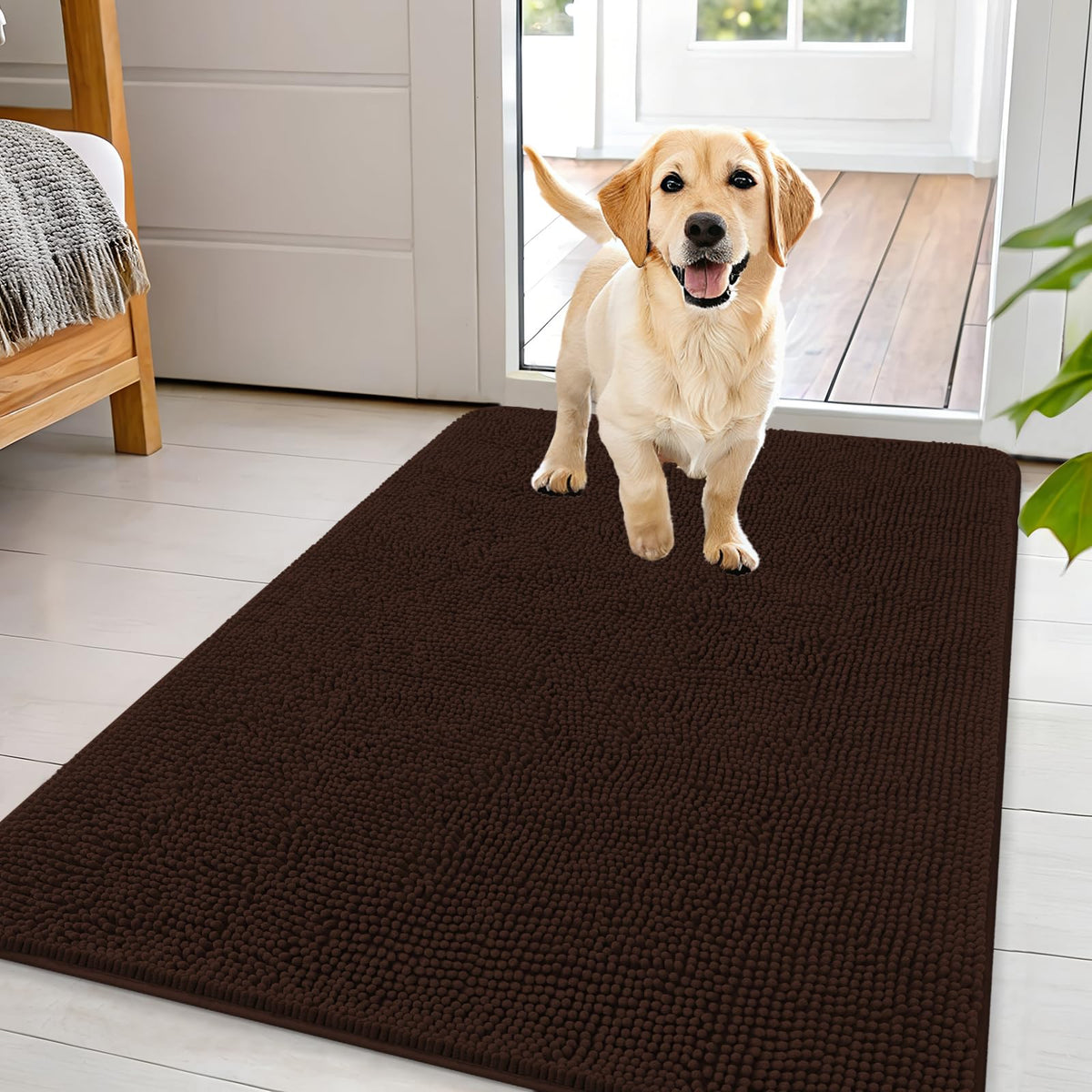 OLANLY Dog Door Mat for Muddy Paws 44x32, Super Absorbent Chenille Mud Mat