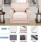 H.VERSAILTEX Stretch Couch Cushion Covers Individual Seat Sofa Chair Slipcovers Cushion Protector Cover Featuring Jacquard Textured Twill Fabric(1 Cushion Chair Cover, Ivory)