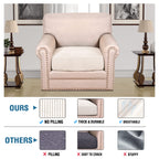 H.VERSAILTEX Stretch Couch Cushion Covers Individual Seat Sofa Chair Slipcovers Cushion Protector Cover Featuring Jacquard Textured Twill Fabric(1 Cushion Chair Cover, Ivory)