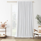 Guken White 100% Blackout Linen Curtains 70 Inch Wide by 96 Inch for Living Room Bedroom Back Tab Thermal Insulated Black Out 1 Drapes Room Darkening Window Curtains,1 Panel