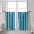 Simplebrand Ava Turquoise Short 36 Inches Blackout Curtain 2 Panels Set, Half Window Rod Pocket Privacy Curtain Tiers for Kitchen, Curtains Blackout for Bathroom Shades, W40 x L36 Inch, Turquoise