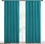 NICETOWN Peacock Blue Blackout Curtains Panels for Window, Thermal Insulated Rod Pocket Blackout Drapes/Draperies for Living Room (2 Panels, W52 x L84 inches)