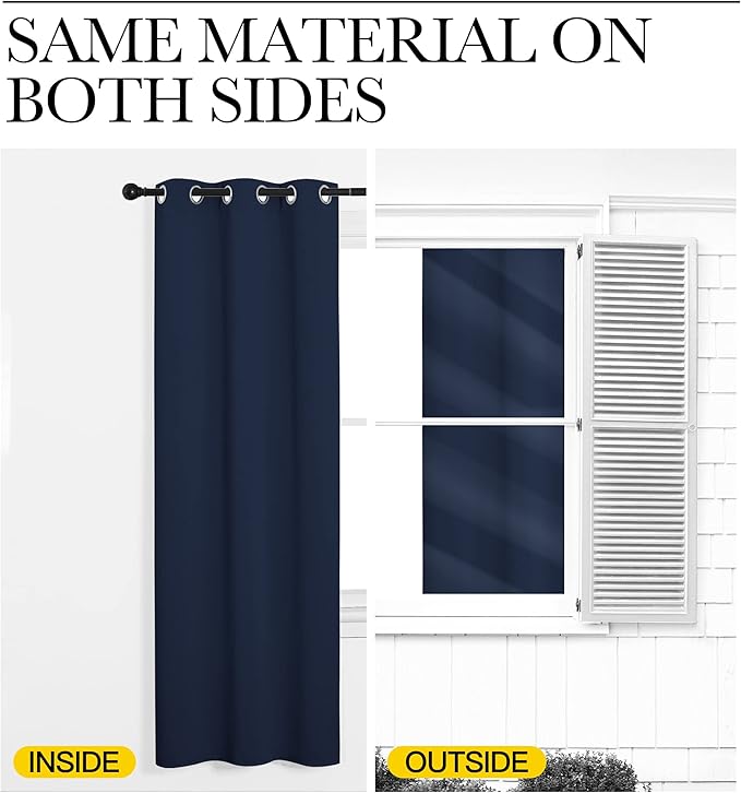 NICETOWN Navy Blackout Curtains 86" Long for Living Room, Thermal Insulated Window Treatment Light Reducing Room Darkening Drapes for Boys Kids Bedroom, Classroom, Apartment (55" W x 86” L, Set of 2)