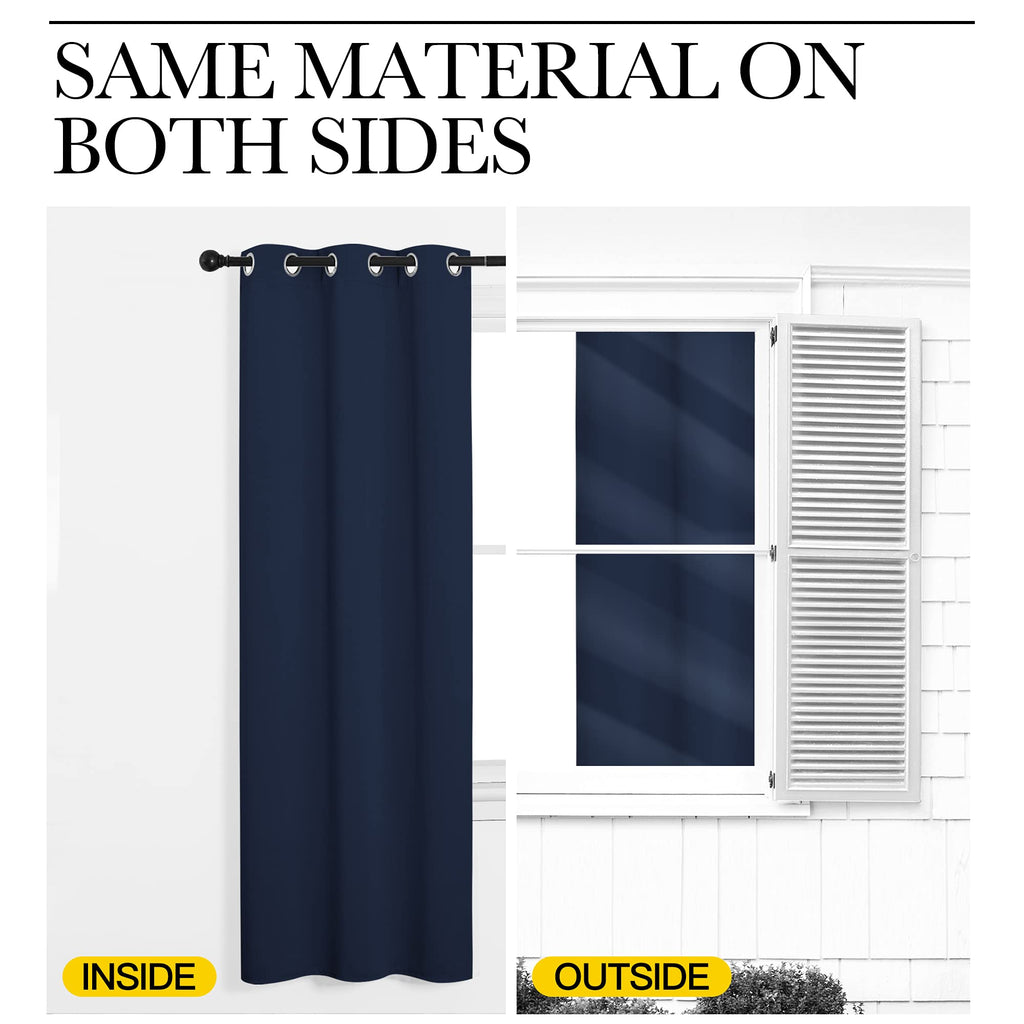 NICETOWN Blackout Draperies Curtains, All Season Thermal Insulated Solid Grommet Top Blackout Curtains/Drapes for Kid's Room (Navy, 1 Pair, 42 x 68 inches)