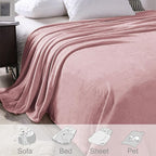 Exclusivo Mezcla Fleece Blanket Twin Size for Bed, Super Soft and Warm, All Season, Cozy, Plush, Lightweight, 90x66 Inches, Dusty Pink