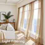 MIULEE Brown Sheer Curtains 90 Inches Long 4 Panels 42 x 90 Inches