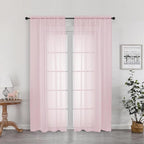 OWEINE Sheer Curtains 78 Inches Long 2 Panels Set, Rod Pocket Fimly Voile Solid Blush Window Curtain Panels for Living Room Bedroom, Soft Voile Sheer Curtains & Drapes, Total 78 Inches Width