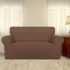 PureFit Super Stretch Sofa Slipcover – Spandex Non Slip Soft Couch Sofa Cover, Washable Furniture Protector with Non Skid Foam and Elastic Bottom for Kids, Pets （Loveseat, Brown）