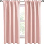 DWCN Blackout Curtains – Thermal Insulated, Energy Saving & Noise Reducing Bedroom and Living Room Curtains, Blush Pink, W 42x L 63 Inch, Set of 2 Rod Pocket Curtain Panels