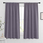 RYB HOME Blackout Curtains for Bedroom Living Room 63 inches Long, Thermal Insulated Privacy Rod Pocket Drapes for Nursery Office Home Theater, Width 42 by Length 63, Greyish Purple, 2 Panels