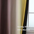 Estelar Textiler Brown and Yellow Blackout Curtains 45 Inch Length, Full Light Blocking Gradient Drapes for Kitchen, Thermal Insulated Grommet Ombre Curtains for Bathroom, 52Wx45L, 2 Panels
