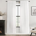 Jolilight White Linen Curtains 72 inch Long 2 Panel Set for Living Room Back Tab Semi Sheer Light Filtering Bedroom Window Curtain 72 inch Length Cotton Textured Modern Elegant Coastal Drapes 60x72