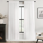 Jolilight White Linen Curtains 72 inch Long 2 Panel Set for Living Room Back Tab Semi Sheer Light Filtering Bedroom Window Curtain 72 inch Length Cotton Textured Modern Elegant Coastal Drapes 60x72