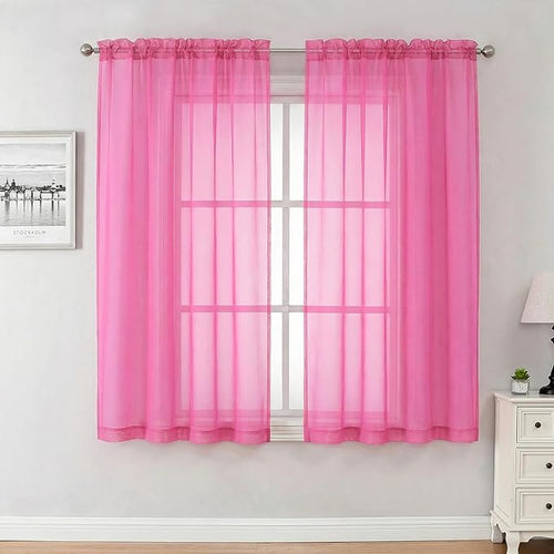 Aiyufeng Light Grey Sheer Window Curtains 84 Inches Long 2 PCS- Rod Pocket Living Room Curtain Panels Voile Textured Soft and Lightweight Window Treatments for Bedroom Decor, 40W x 84L Inches — 42"W x 63"L (Pack of 2)