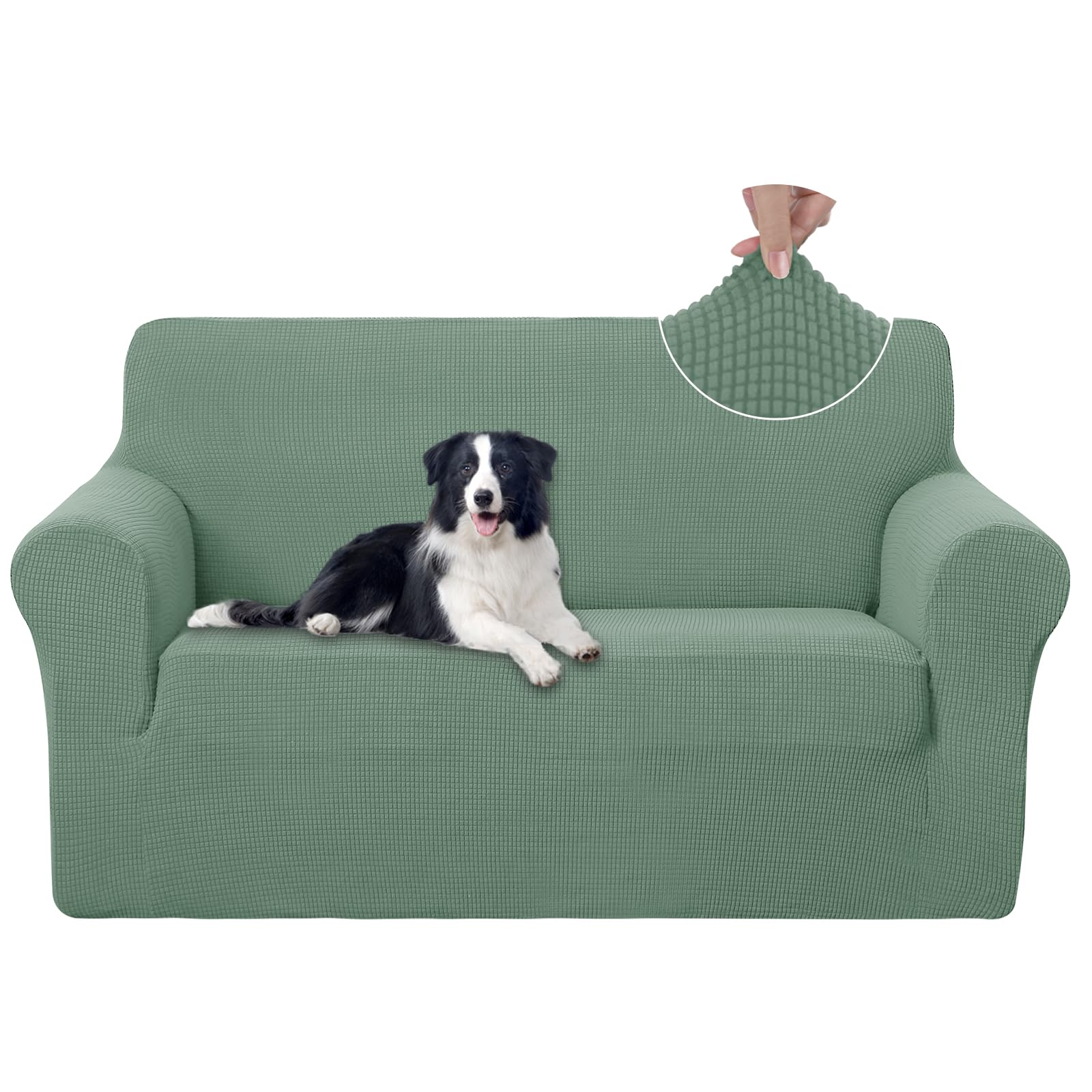 U-NICE HOME Loveseat Cover Stretch Couch Cover Sofa Slipcover, Cyan