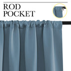 NICETOWN Window Curtains for Bedroom, Smoky Blue, 2 Panels, W42 x L48 -Inch, Home Decoration Thermal Insulated Rod Pocket Blackout Blinds & Drapes for Small Windows