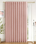 Linen Textured Total Blackout Sliding Door Curtains 84 Inch Long Blush Pink