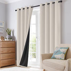 SimpleHome 100% Blackout Curtains for Bedroom,Thermal Insulated Cream Grommet Window Drapes Room Darkening Curtains for Living Room with Black Back,52 x 90 Inch,2 Panels
