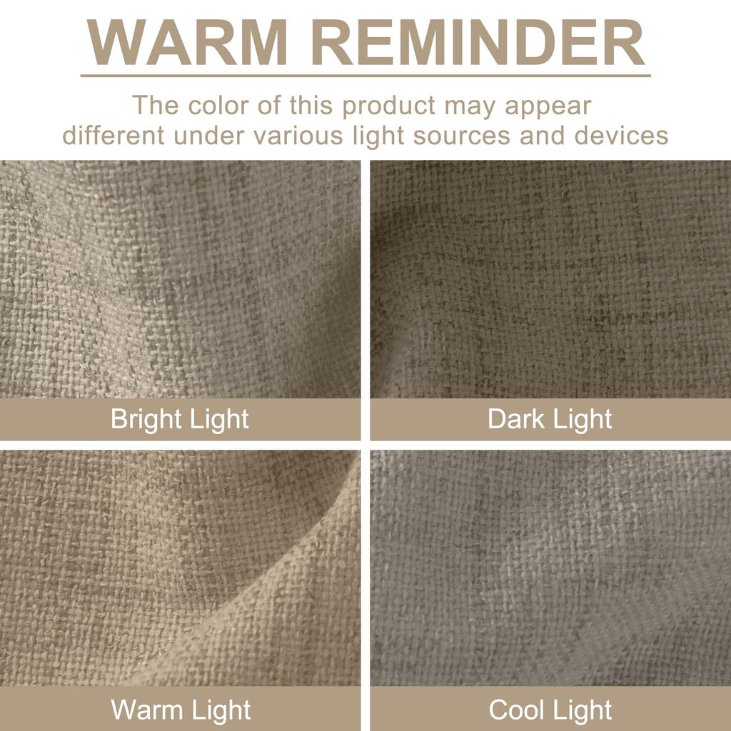 Faux Linen Total Blackout Curtains for Bedroom 84 Inches Long, Faux Linen