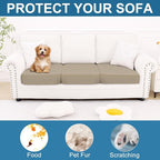 Smiry Printed Couch Cushion Covers, Stretch Soft Couch Covers for Sofa, Washable Non-Slip Sofa Slipcover Furniture Protector for Indoor and Outdoor (3 Pack, Taupe)