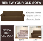 U-NICE HOME 4 Seater Stretch Couch Cover Sofa Cover Washable Sofa Slipcover Furniture Protector for 3 Cushion Couch Sofa Pet Friendly, Brown