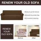 U-NICE HOME Loveseat Cover Stretch Couch Cover Sofa Slipcover, Brown