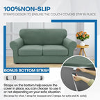 XINEAGE New 3 Pieces Couch Covers for 2 Cushion Sofa Super Stretch Loveseat Slipcover Pet Dog Universal Slip Cover Anti Slip Love Seat Furniture Protector (Pea Green, 55"-69")