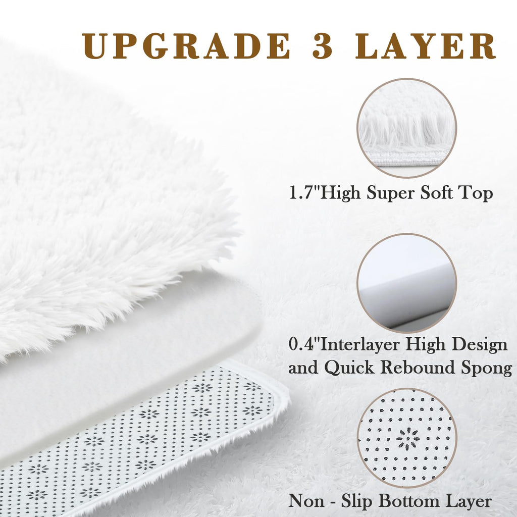 8x10 Area Rugs for Living Room,White Large Shaggy Carpet Plush Furry Rug