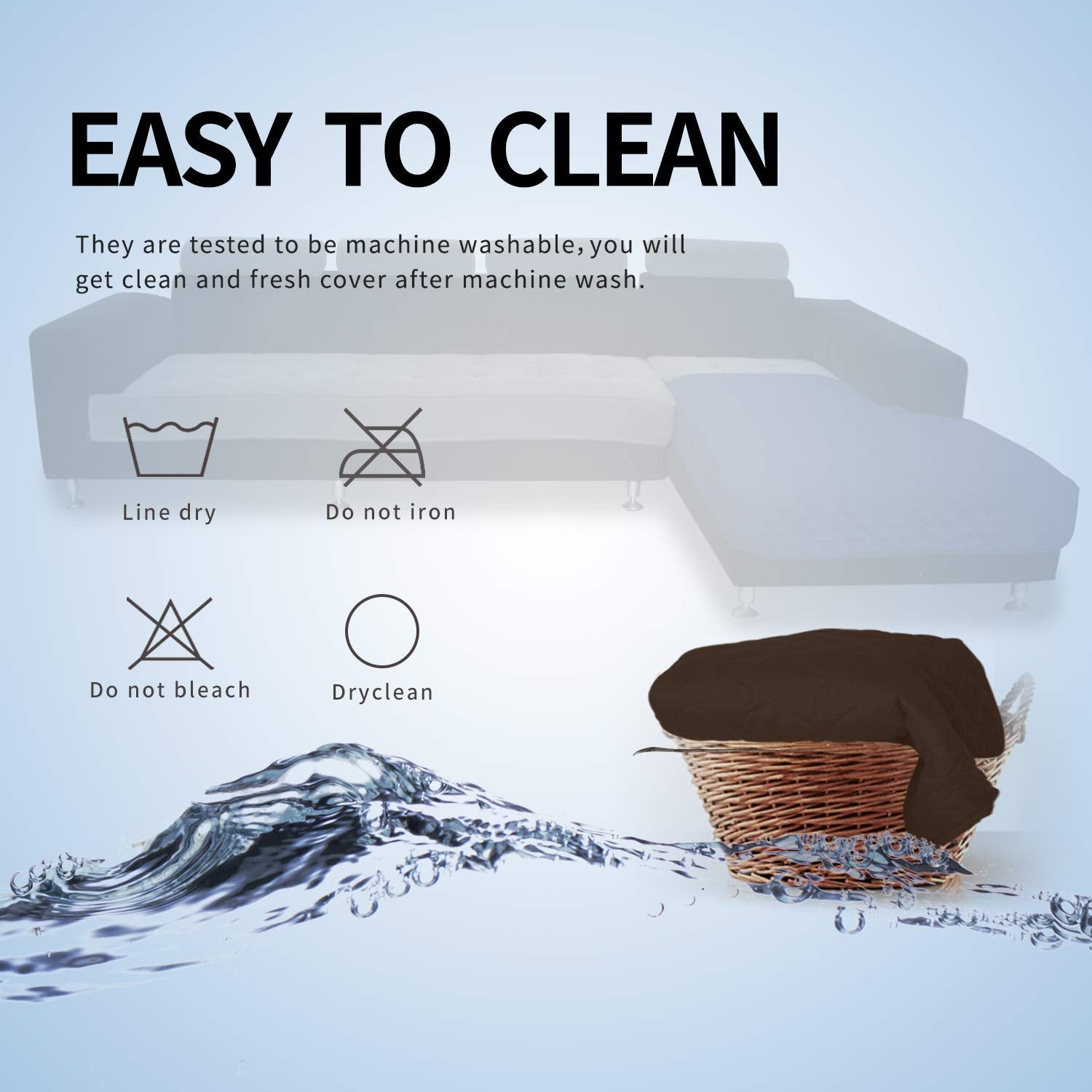 Easy-Going Sectional Couch Covers for Dogs L Shape Sofa Cover Reversible Sofa Slipcover Chaise Lounge Cover Furniture Protector Cover for Pets Dog Cat (42 x 68 inches, Coffee/Coffee)