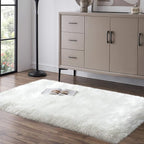 Tangsoo 2x4 White Small Faux Rur Rug,Fluffy Rug for Sofa Chair Couch Cover